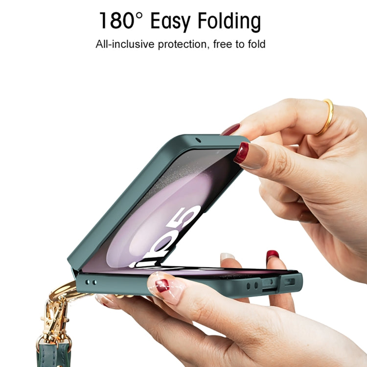 For Samsung Galaxy Z Flip5 GKK Ultra-thin PC Full Coverage Ring Holder Phone Case with Strap(Purple) - free shipping - PMC TechLife - Order now!