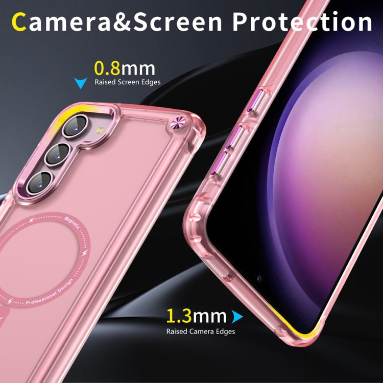 For Samsung Galaxy S23 5G Skin Feel TPU + PC MagSafe Magnetic Phone Case(Transparent Pink) - Galaxy S23 5G Cases by PMC Jewellery | Online Shopping South Africa | PMC Jewellery