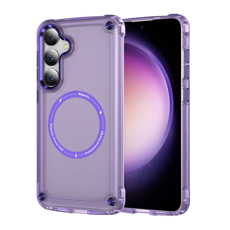 For Samsung Galaxy S24+ 5G Skin Feel TPU + PC MagSafe Magnetic Phone Case(Transparent Purple) - Galaxy S24+ 5G Cases by PMC Jewellery | Online Shopping South Africa | PMC Jewellery