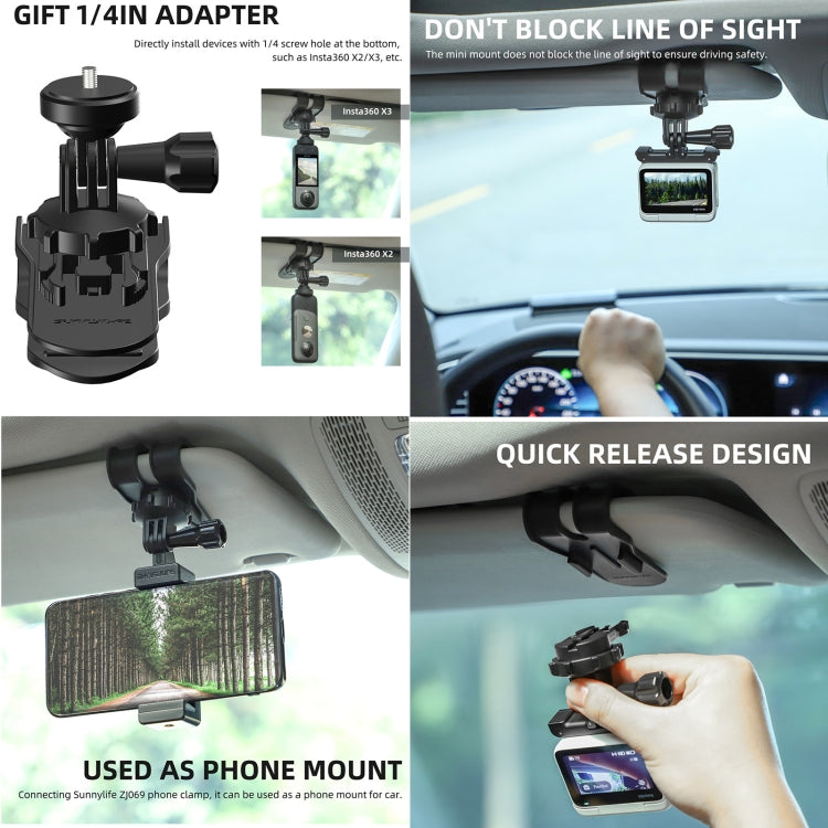 Sunnylife ZJ585 Sun Visor Camera Mount Quick Release Holder 360 Degree Rotating Vlog Bracket(Black) - Case & Bags by Sunnylife | Online Shopping South Africa | PMC Jewellery | Buy Now Pay Later Mobicred