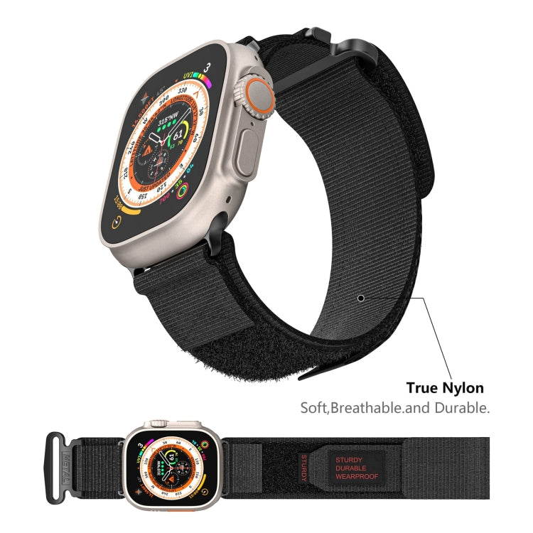 For Apple Watch Series 9 45mm AW Nylon Two-Section Watch Band(Black) - Watch Bands by PMC TechLife | Online Shopping South Africa | PMC TechLife