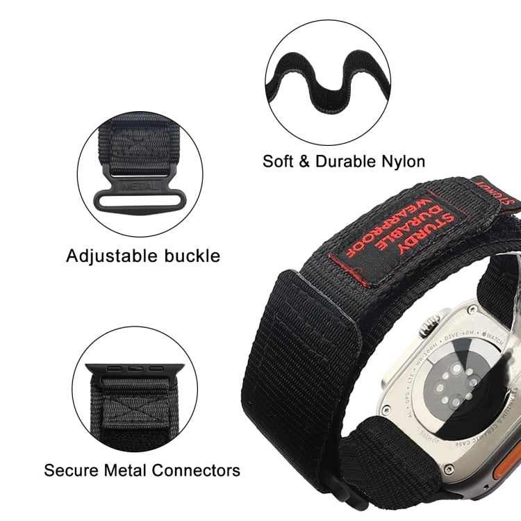 For Apple Watch Series 9 45mm AW Nylon Two-Section Watch Band(Black) - Watch Bands by PMC TechLife | Online Shopping South Africa | PMC TechLife
