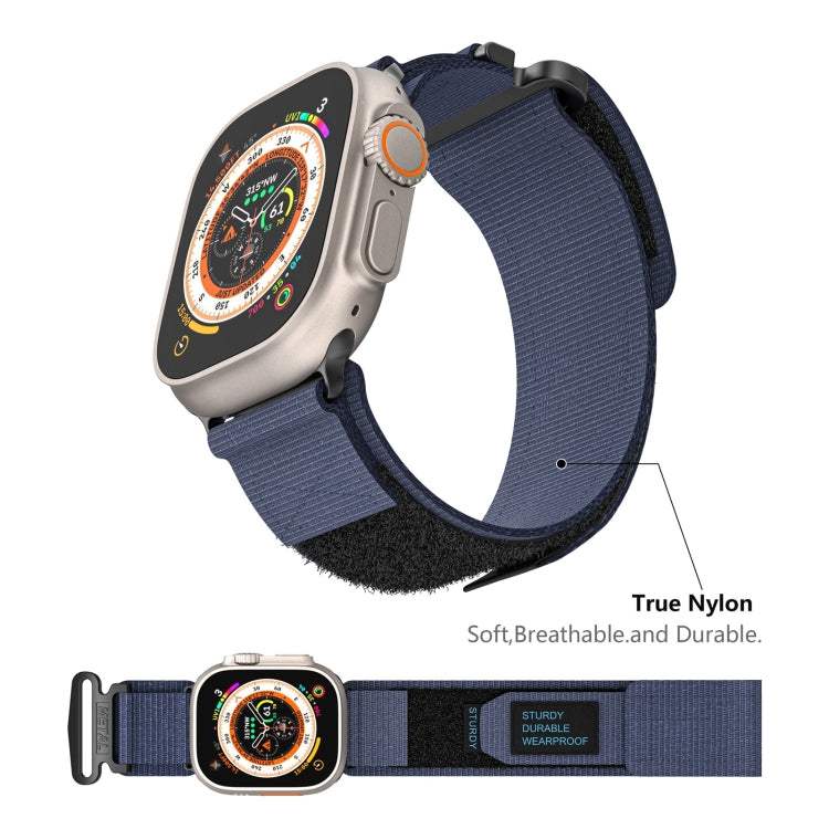 For Apple Watch Series 9 45mm AW Nylon Two-Section Watch Band(Blue) - Watch Bands by PMC TechLife | Online Shopping South Africa | PMC TechLife