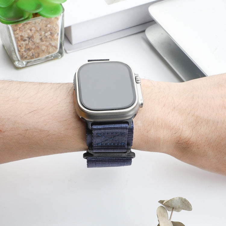 For Apple Watch Series 9 45mm AW Nylon Two-Section Watch Band(Blue) - Watch Bands by PMC TechLife | Online Shopping South Africa | PMC TechLife