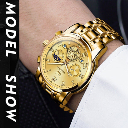 OLEVS 2859 Men Multifunctional Luminous Waterproof Quartz Watch(Gold) - Metal Strap Watches by OLEVS | Online Shopping South Africa | PMC Jewellery