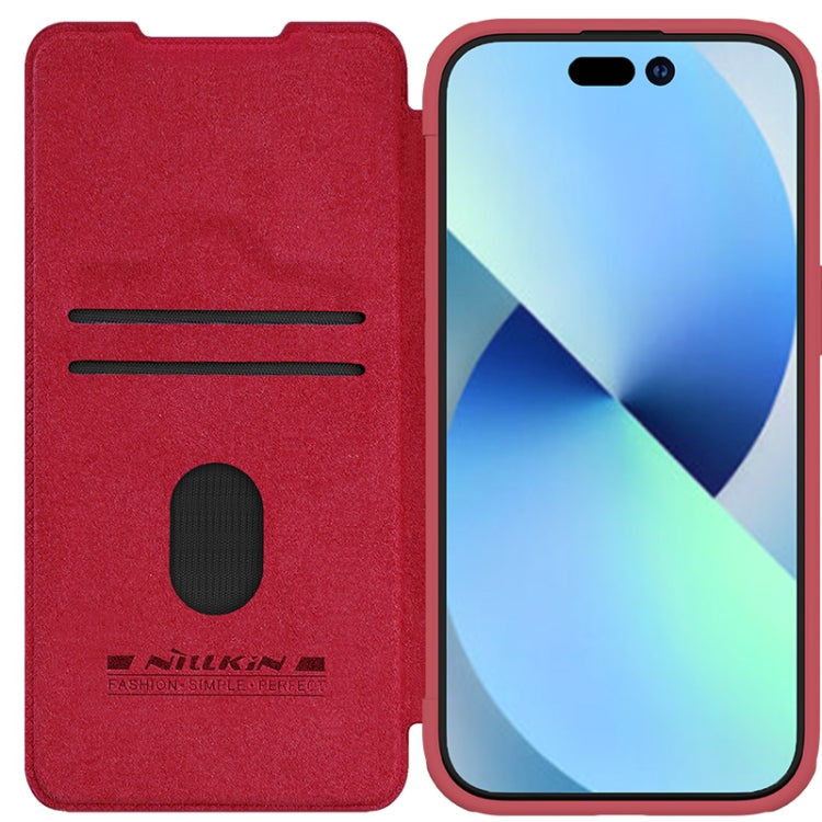 For iPhone 15 Plus NILLKIN QIN Series Pro Sliding Camera Cover Design Leather Phone Case(Red) - iPhone 15 Plus Cases by NILLKIN | Online Shopping South Africa | PMC TechLife | Buy Now Pay Later Mobicred