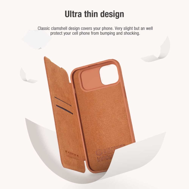 For iPhone 15 Plus NILLKIN QIN Series Pro Sliding Camera Cover Design Leather Phone Case(Red) - iPhone 15 Plus Cases by NILLKIN | Online Shopping South Africa | PMC TechLife | Buy Now Pay Later Mobicred