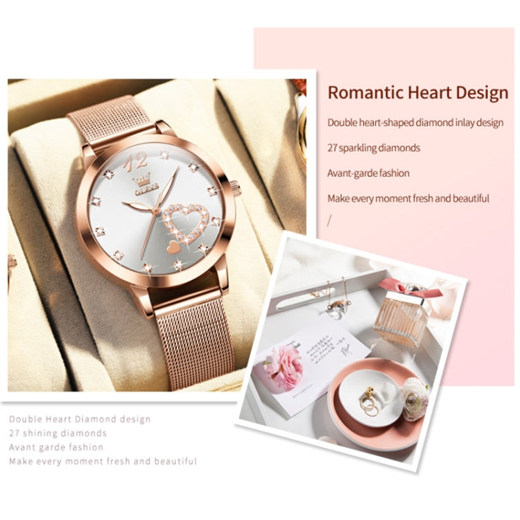 OLEVS 5189 Women Heart Shape Waterproof Quartz Watch(White) - Metal Strap Watches by OLEVS | Online Shopping South Africa | PMC Jewellery