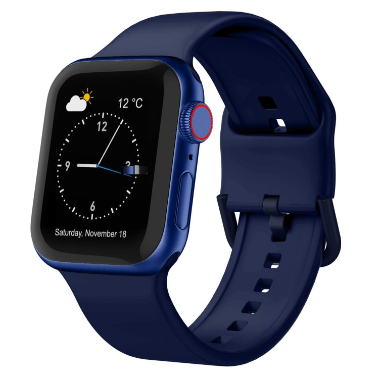 For Apple Watch 7 45mm Pin Buckle Silicone Watch Band(Midnight Blue) - Watch Bands by PMC TechLife | Online Shopping South Africa | PMC TechLife