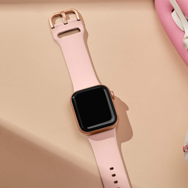 For Apple Watch SE 44mm Pin Buckle Silicone Watch Band(Pink) - Watch Bands by PMC TechLife | Online Shopping South Africa | PMC TechLife