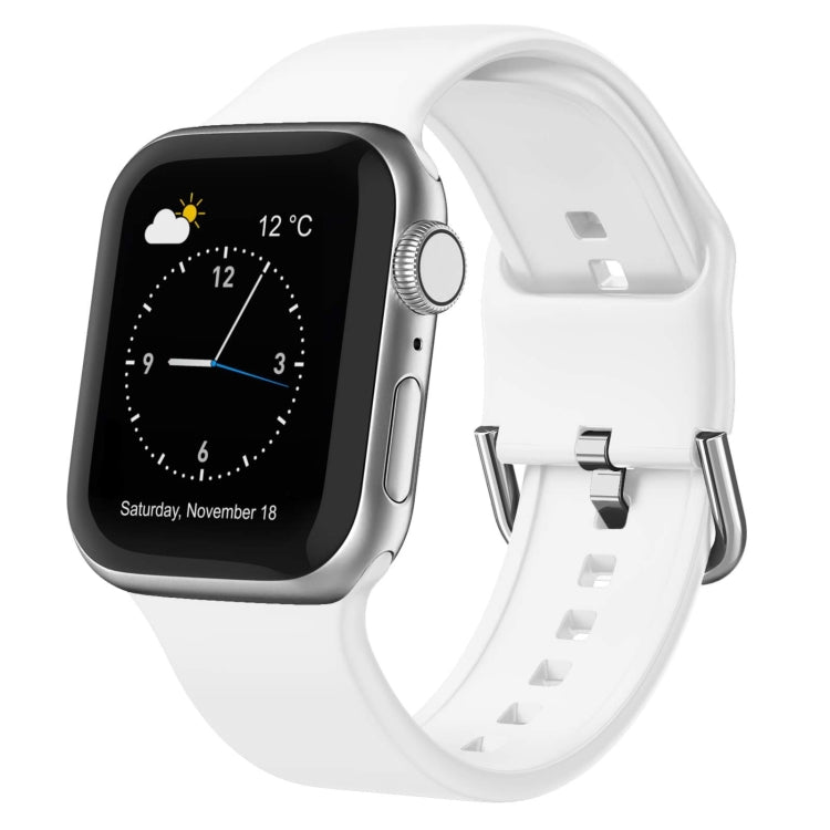For Apple Watch 6 40mm Pin Buckle Silicone Watch Band(White) - Watch Bands by PMC TechLife | Online Shopping South Africa | PMC TechLife