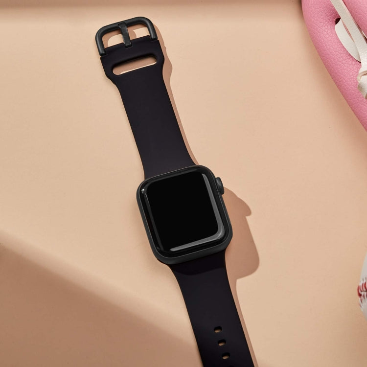For Apple Watch 6 44mm Pin Buckle Silicone Watch Band(Black) - Watch Bands by PMC TechLife | Online Shopping South Africa | PMC TechLife