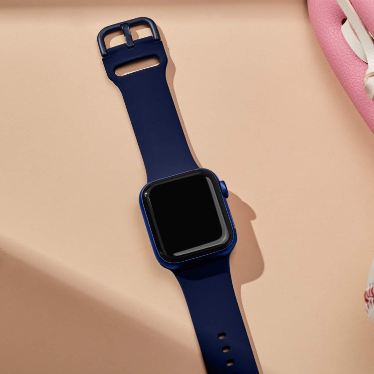 For Apple Watch 5 44mm Pin Buckle Silicone Watch Band(Midnight Blue) - Watch Bands by PMC TechLife | Online Shopping South Africa | PMC TechLife