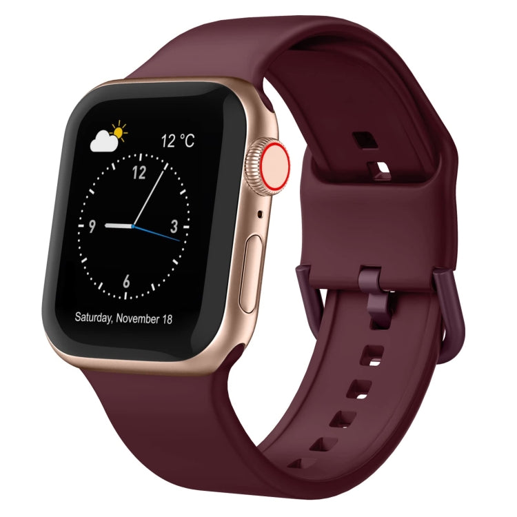 For Apple Watch 4 40mm Pin Buckle Silicone Watch Band(Wine Red) - Watch Bands by PMC TechLife | Online Shopping South Africa | PMC TechLife