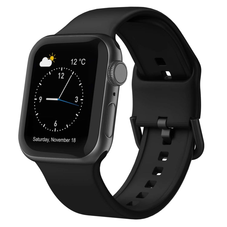For Apple Watch 3 42mm Pin Buckle Silicone Watch Band(Black) - Watch Bands by PMC TechLife | Online Shopping South Africa | PMC TechLife