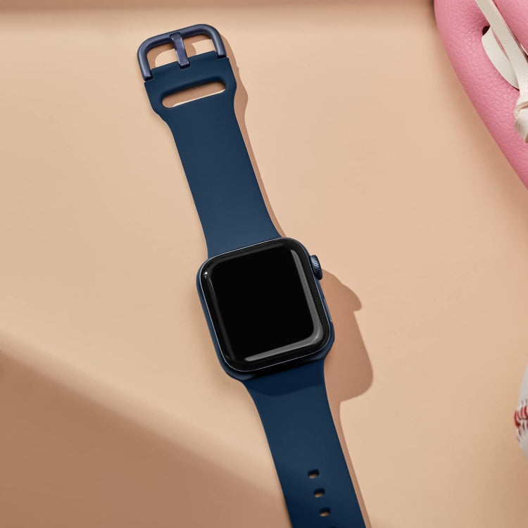 For Apple Watch 42mm Pin Buckle Silicone Watch Band(Abyss Blue) - Watch Bands by PMC TechLife | Online Shopping South Africa | PMC TechLife