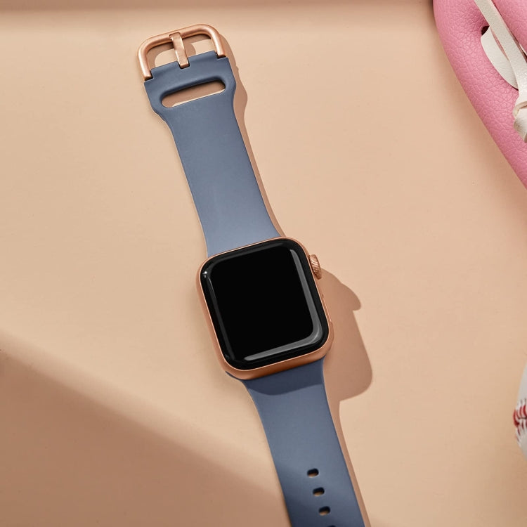 For Apple Watch 42mm Pin Buckle Silicone Watch Band(Blue Grey) - Watch Bands by PMC TechLife | Online Shopping South Africa | PMC TechLife