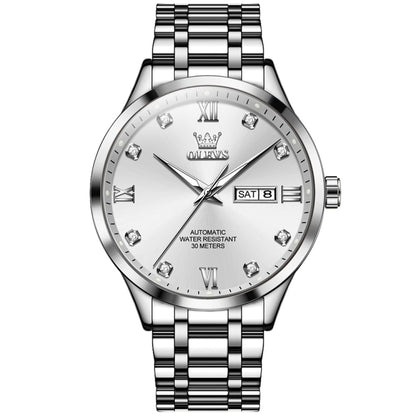 OLEVS 9946 Men Diamond Roman Scale Waterproof Quartz Watch(White + Silver) - Metal Strap Watches by OLEVS | Online Shopping South Africa | PMC Jewellery