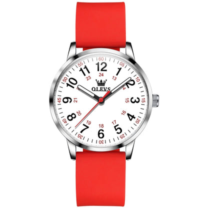 OLEVS 9953 Women Simple Silicone Strap Waterproof Quartz Watch(Red) - Silicone Strap Watches by OLEVS | Online Shopping South Africa | PMC Jewellery