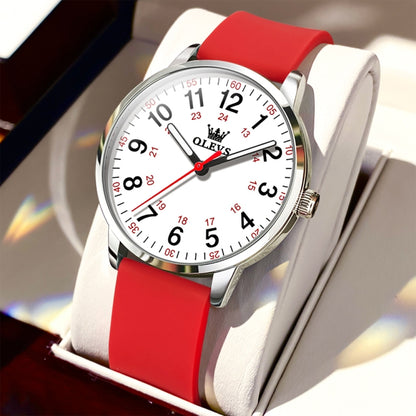 OLEVS 9953 Women Simple Silicone Strap Waterproof Quartz Watch(Red) - Silicone Strap Watches by OLEVS | Online Shopping South Africa | PMC Jewellery