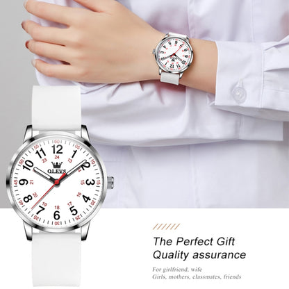 OLEVS 9953 Women Simple Silicone Strap Waterproof Quartz Watch(White) - Silicone Strap Watches by OLEVS | Online Shopping South Africa | PMC Jewellery