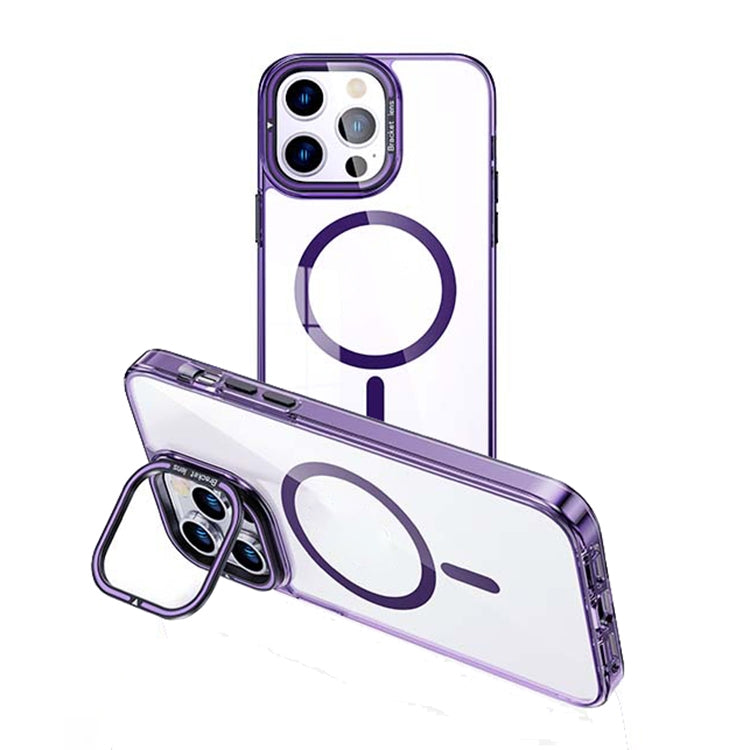For iPhone 14 Pro MagSafe Magnetic Invisible Holder Transparent Phone Case(Purple) - free shipping - PMC TechLife - Order now!