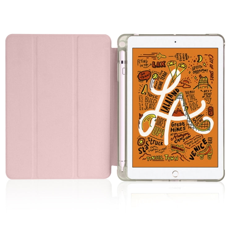 For iPad Mini 5 / Mini 4 3-folding Horizontal Flip PU Leather + Shockproof TPU Case with Holder & Pen Slot(Pink) - iPad mini (2019) / mini 5 Cases by PMC TechLife | Online Shopping South Africa | PMC TechLife | Buy Now Pay Later Mobicred