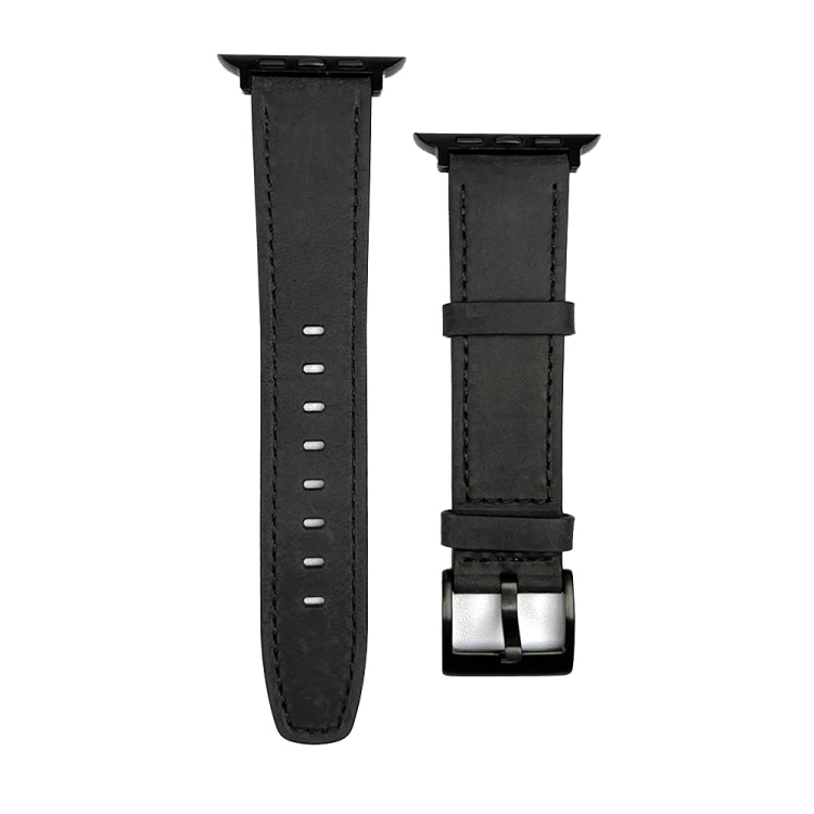 For Apple Watch SE 2023 44mm Retro Texture Leather Watch Band(Black) - Watch Bands by PMC TechLife | Online Shopping South Africa | PMC TechLife