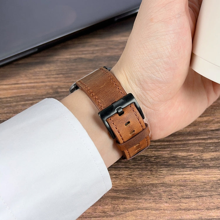 For Apple Watch SE 2023 44mm Retro Texture Leather Watch Band(Purple) - Watch Bands by PMC TechLife | Online Shopping South Africa | PMC TechLife