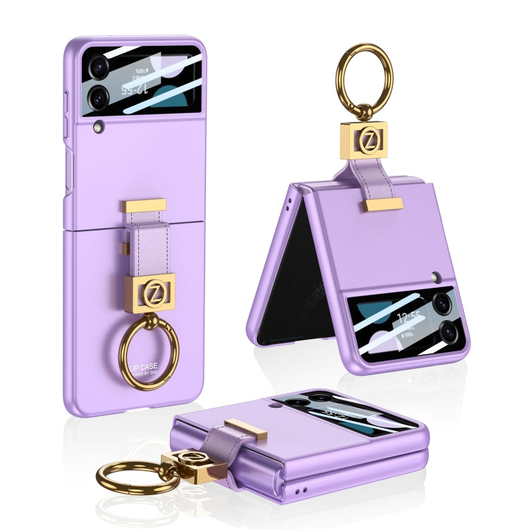 For Samsung Galaxy Z Flip3 5G GKK Integrated Ultra-thin Phone Case with Z Ring Holder(Purple) - Galaxy Phone Cases by GKK | Online Shopping South Africa | PMC Jewellery