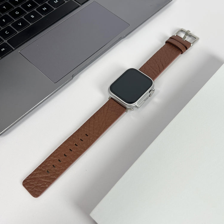 For Apple Watch 9 41mm Buffalo Leather Watch Band(Brown) - Watch Bands by PMC TechLife | Online Shopping South Africa | PMC TechLife