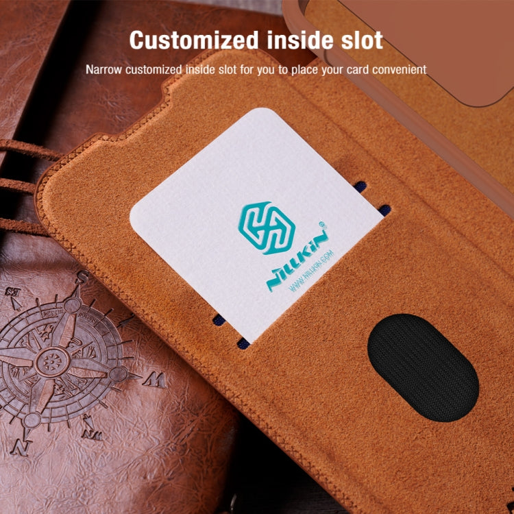 For Samsung Galaxy S23 FE 5G NILLKIN QIN Series Pro Sliding Camera Cover Design Leather Phone Case(Brown) - Galaxy S23 FE 5G Cases by NILLKIN | Online Shopping South Africa | PMC Jewellery