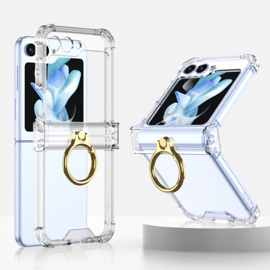 For Samsung Galaxy Z Flip5 Gkk Airbag Hinge Silicone Phone Case with Ring Holder(Transparent) - Galaxy Z Flip5 Cases by GKK | Online Shopping South Africa | PMC Jewellery