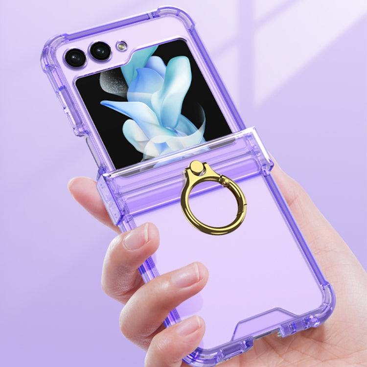 For Samsung Galaxy Z Flip5 Gkk Airbag Hinge Silicone Phone Case with Ring Holder(Transparent) - Galaxy Z Flip5 Cases by GKK | Online Shopping South Africa | PMC Jewellery | Buy Now Pay Later Mobicred