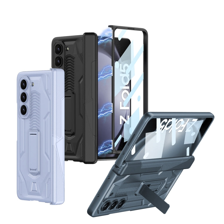 For Samsung Galaxy Z Fold5 GKK Integrated Magnetic Armor Flip Phone Case with Holder(Silver) - Galaxy Z Fold5 Cases by GKK | Online Shopping South Africa | PMC TechLife | Buy Now Pay Later Mobicred
