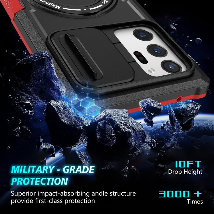 For Samsung Galaxy Note20 Ultra Sliding Camshield Magsafe Holder TPU Hybrid PC Phone Case(Black Red) - Galaxy Note20 Ultra Cases by PMC TechLife | Online Shopping South Africa | PMC TechLife
