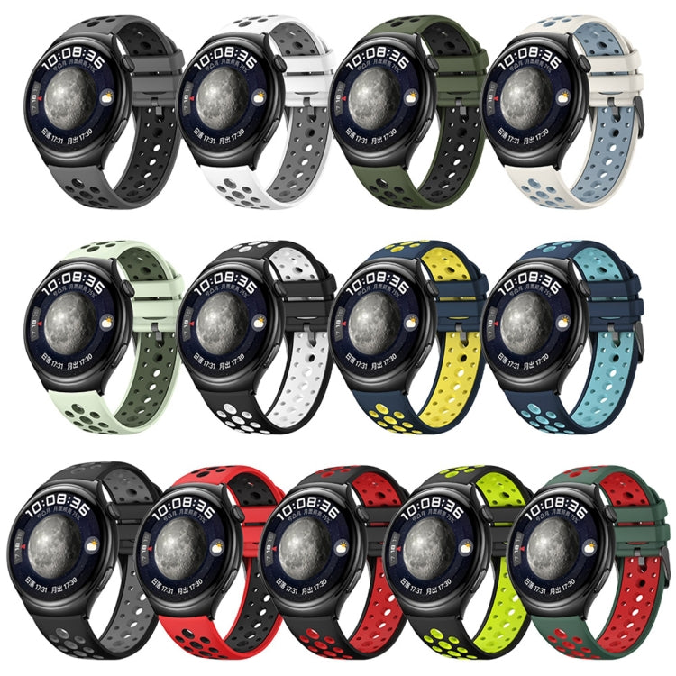For Huawei Watch 4 Two Color Round Hole Silicone Watch Band(Black Red) - Watch Bands by PMC TechLife | Online Shopping South Africa | PMC TechLife