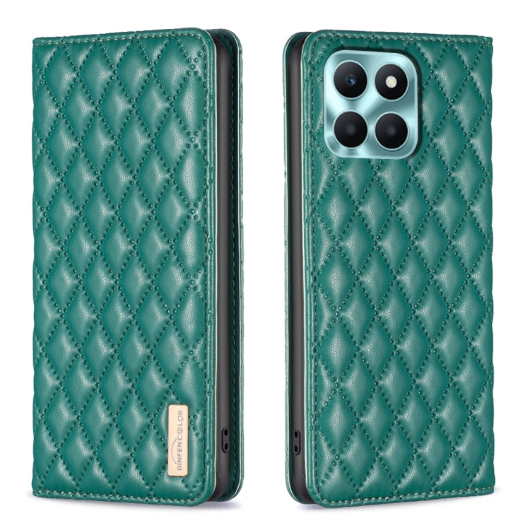 For Honor X6a Diamond Lattice Magnetic Leather Flip Phone Case(Green) - Honor Cases by PMC TechLife | Online Shopping South Africa | PMC TechLife | Buy Now Pay Later Mobicred