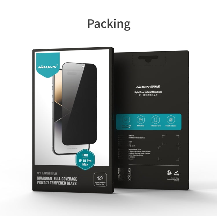 For iPhone 15 Pro Max NILLKIN Guardian Full Coverage Privacy Tempered Glass Film - iPhone 15 Pro Max Tempered Glass by NILLKIN | Online Shopping South Africa | PMC TechLife | Buy Now Pay Later Mobicred