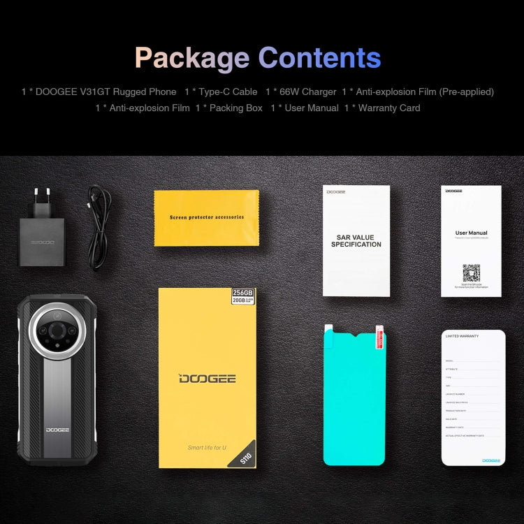 [HK Warehouse] DOOGEE V31GT, 12GB+256GB,  Thermal Imaging Camera, Side Fingerprint, 10800mAh Battery, 6.58 inch Android 13 Dimensity 1080 Octa Core, Network: 5G, OTG, NFC, Support Google Pay(Black) - DOOGEE by DOOGEE | Online Shopping South Africa | PMC Jewellery