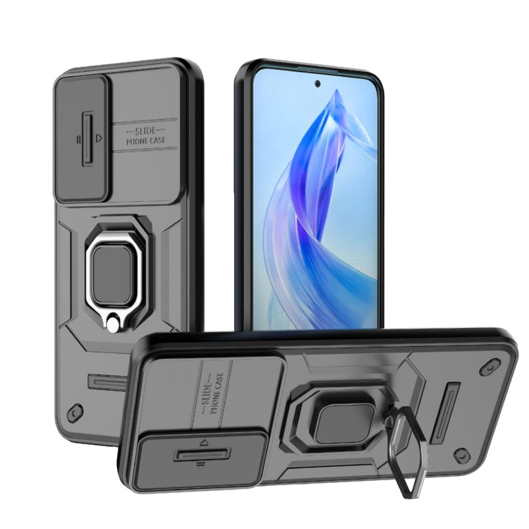 For Honor 90 Lite 5G Sliding Camshield TPU + PC Shockproof Phone Case with Holder(Black) - free shipping - PMC TechLife - Order now!