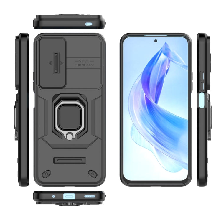 For Honor 90 Lite 5G Sliding Camshield TPU + PC Shockproof Phone Case with Holder(Black) - free shipping - PMC TechLife - Order now!