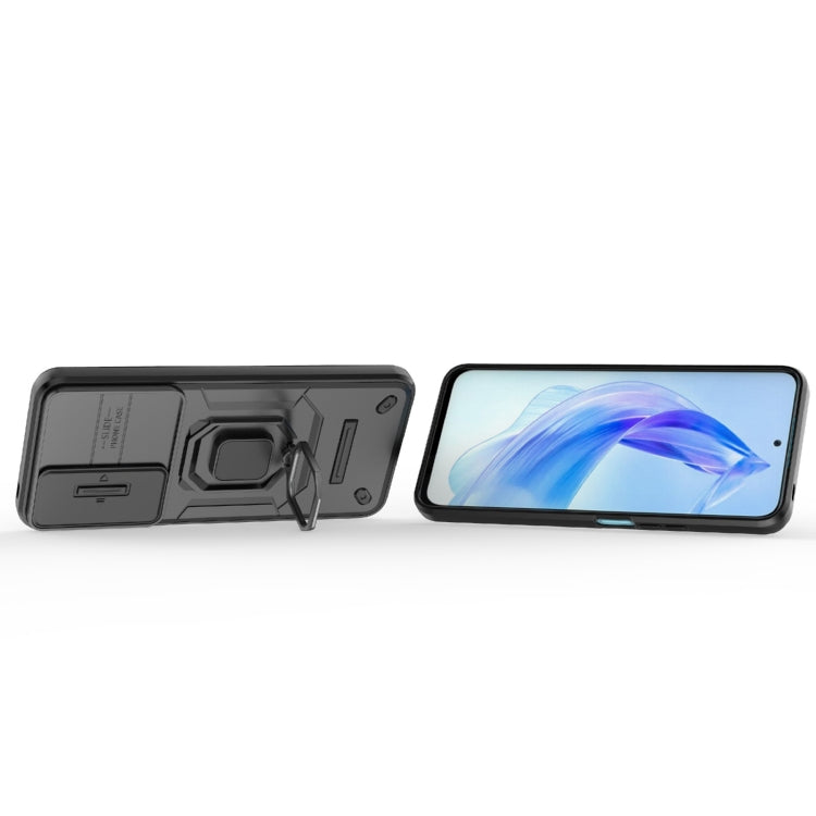 For Honor 90 Lite 5G Sliding Camshield TPU + PC Shockproof Phone Case with Holder(Black) - free shipping - PMC TechLife - Order now!