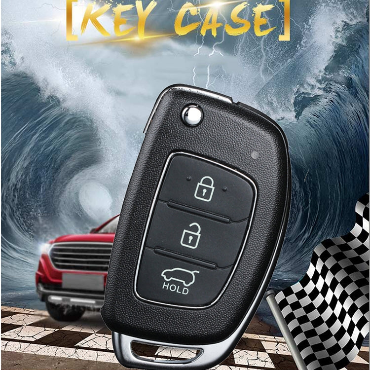 For Hyundai 3-button Folding Car Key Shell with Silver Metal Edge - Remote Car Key by PMC TechLife | Online Shopping South Africa | PMC TechLife