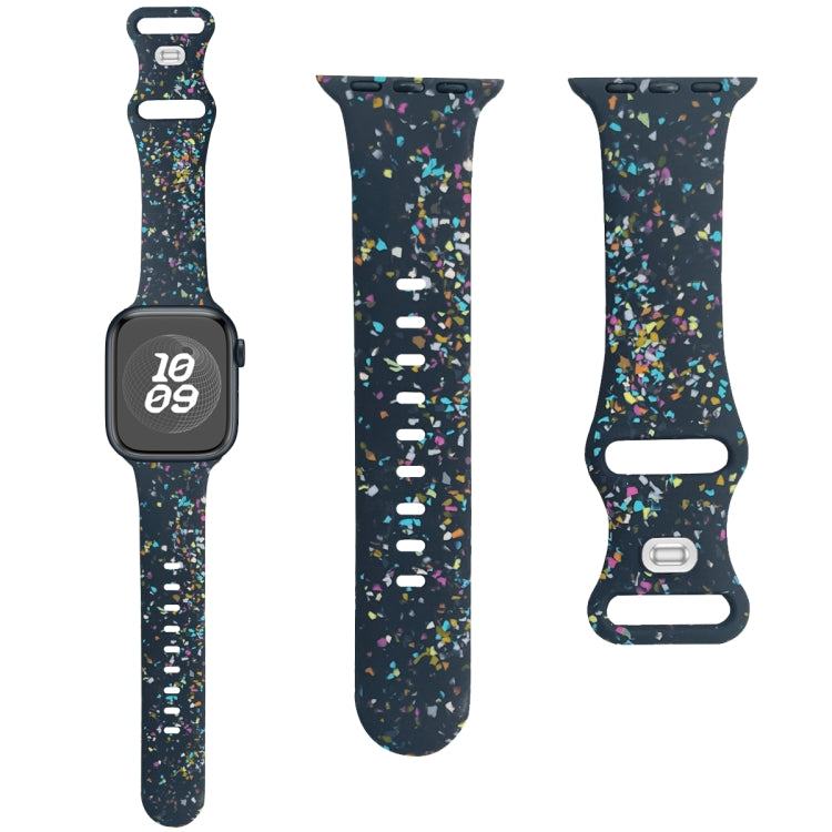 For Apple Watch Serie 7 41mm Floral Silicone Watch Band(Blue) - Watch Bands by PMC TechLife | Online Shopping South Africa | PMC TechLife