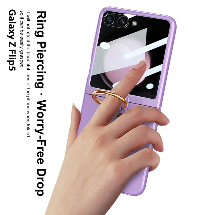 For Samsung Galaxy Z Flip5 GKK Integrated Ultra-thin PC Ring Holder Phone Case(Black) - Galaxy Z Flip5 Cases by GKK | Online Shopping South Africa | PMC TechLife | Buy Now Pay Later Mobicred