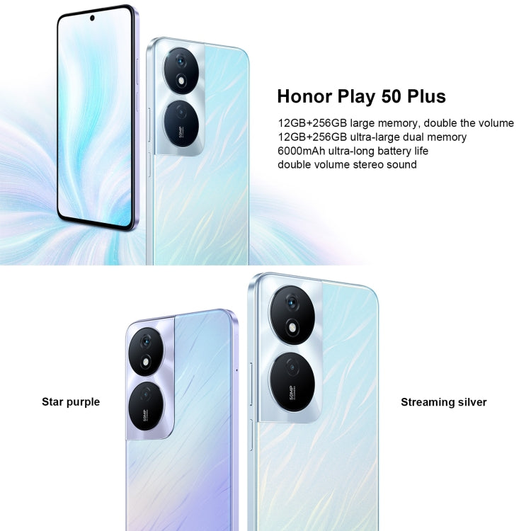 Honor Play 50 Plus, 12GB+256GB, 6.8 inch MagicOS 7.2 Dimensity 6020 Octa Core up to 2.2GHz, Network: 5G, OTG, Not Support Google Play(Silver) - Honor by Huawei | Online Shopping South Africa | PMC Jewellery | Buy Now Pay Later Mobicred