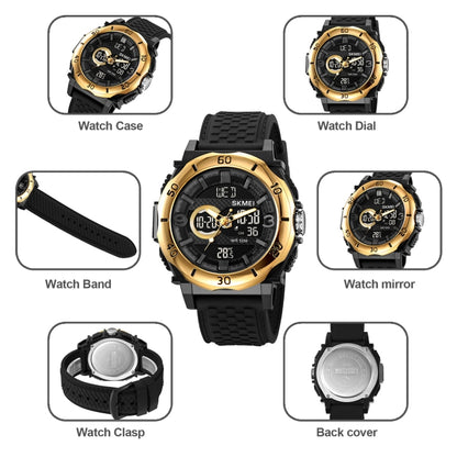 SKMEI 2098 Multifunctional Men 50M Waterproof Thermometer Dual Display Digital Wrist Watch(Black) - Silicone Strap Watches by SKMEI | Online Shopping South Africa | PMC Jewellery | Buy Now Pay Later Mobicred