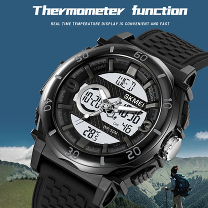 SKMEI 2098 Multifunctional Men 50M Waterproof Thermometer Dual Display Digital Wrist Watch(Black) - Silicone Strap Watches by SKMEI | Online Shopping South Africa | PMC Jewellery | Buy Now Pay Later Mobicred