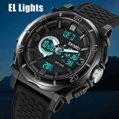 SKMEI 2098 Multifunctional Men 50M Waterproof Thermometer Dual Display Digital Wrist Watch(Black) - Silicone Strap Watches by SKMEI | Online Shopping South Africa | PMC Jewellery | Buy Now Pay Later Mobicred